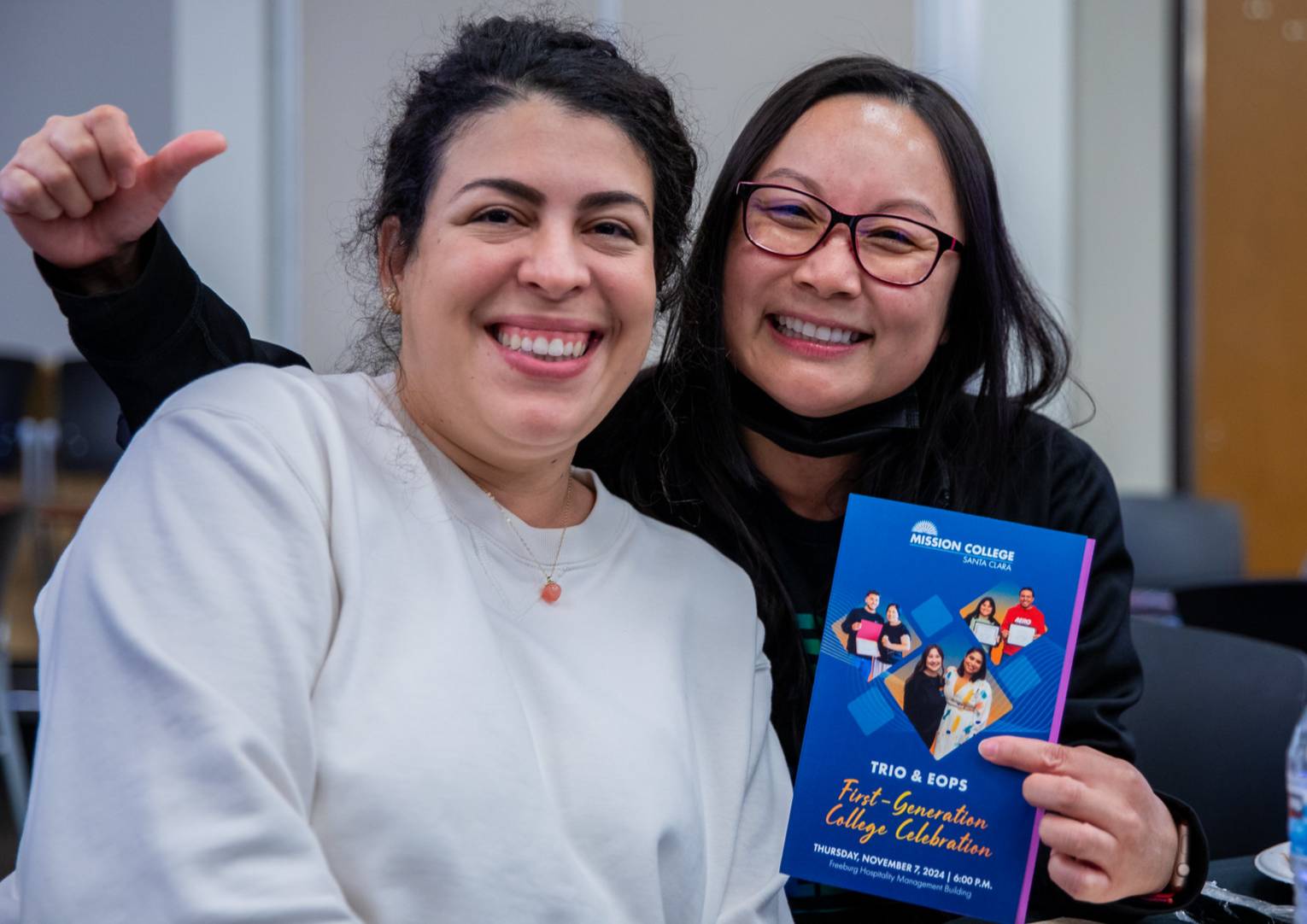 student and counselor at first-generation student celebration