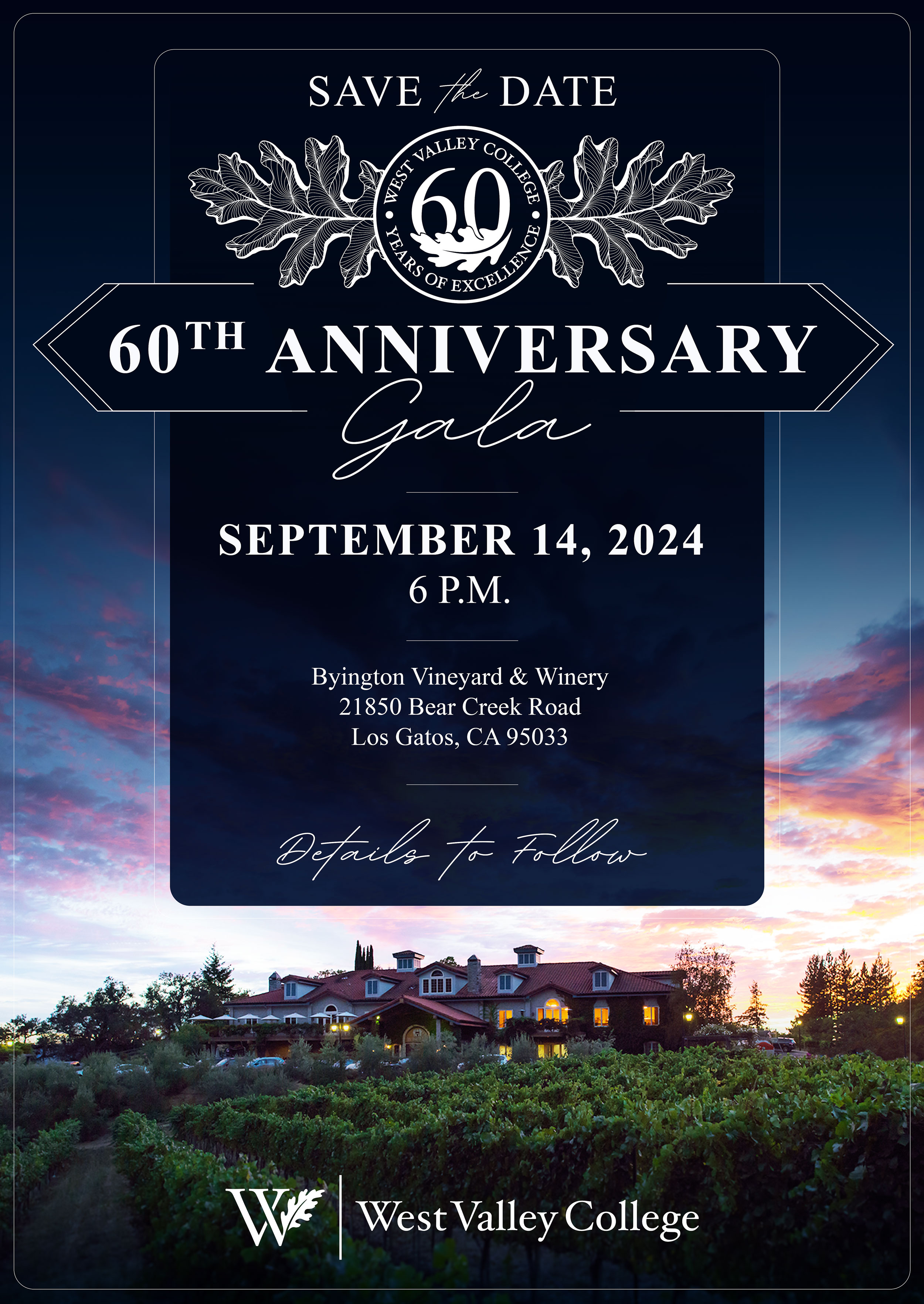 Save the Date for WVC 60th Anniversary Gala