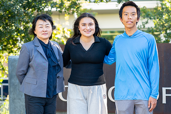 Faculty member Serkuang Chen with WVC math competition winners